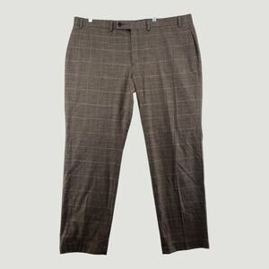 Lauren Ralph Lauren Plaid Dress Pants Men’s 42x30 Brown Stretch Slacks